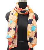DesiButik Trends Divine Muslin Fabric Multicolor Printed women scarf/Stoles With Tassels