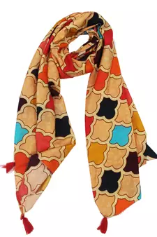 DesiButik Trends Divine Muslin Fabric Multicolor Printed women scarf/Stoles With Tassels