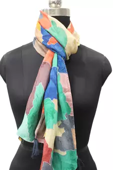 DesiButik Trends Splendid Muslin Fabric Multicolor Printed women scarf/Stoles With Tassels