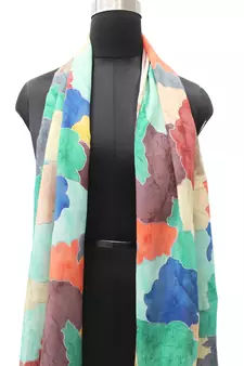 DesiButik Trends Splendid Muslin Fabric Multicolor Printed women scarf/Stoles With Tassels