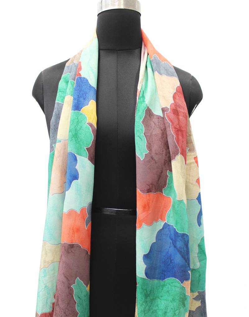 DesiButik Trends Splendid Muslin Fabric Multicolor Printed women scarf/Stoles With Tassels