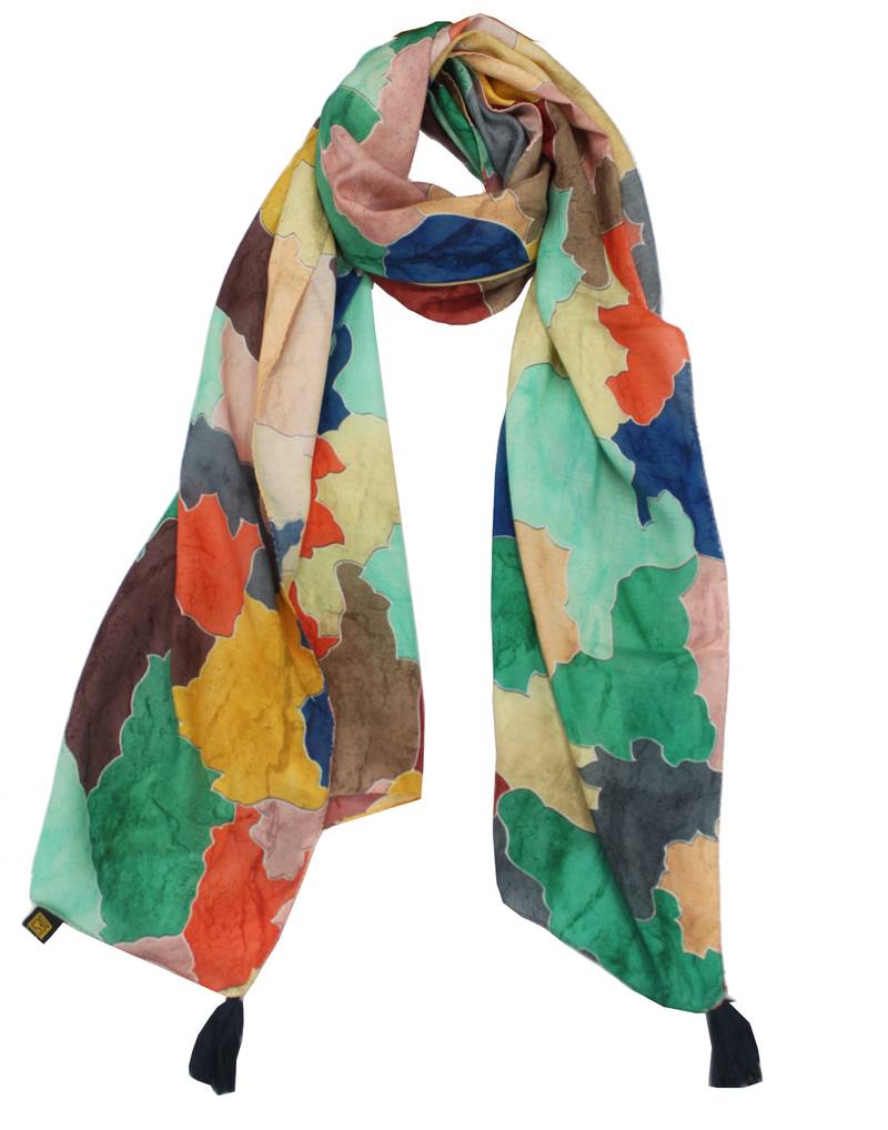 DesiButik Trends Splendid Muslin Fabric Multicolor Printed women scarf/Stoles With Tassels