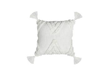 Cotton White Tribal Boho Shaggy Pattern with Tassel for Home Decorative 18" X 18" Inches 2