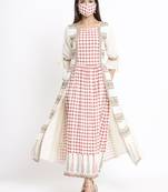 Juniper Ivory Rayon Printed A-Line Dress With Mask