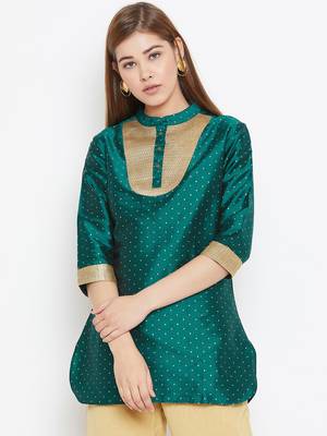Olive printed silk tunics 1