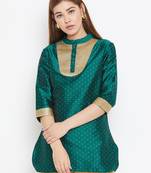 Olive printed silk tunics