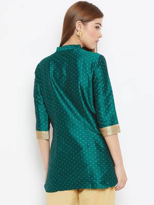 Olive printed silk tunics 2