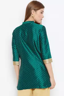Olive printed silk tunics
