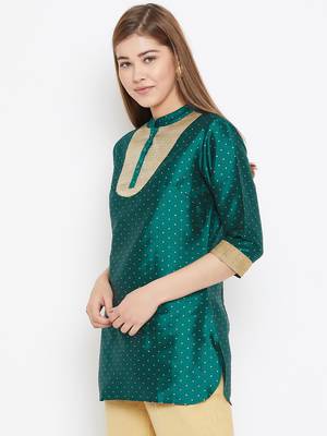 Olive printed silk tunics 3