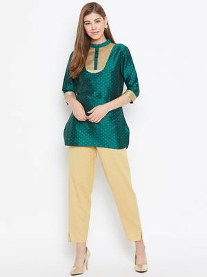 Olive printed silk tunics 4