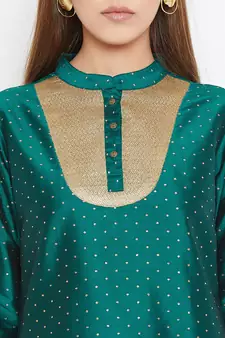 Olive printed silk tunics