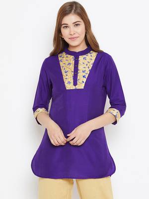 Purple embroidered silk tunics 1