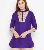 Purple embroidered silk tunics