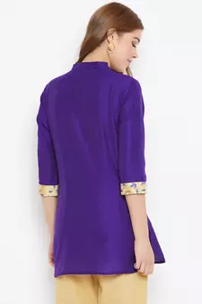 Purple embroidered silk tunics
