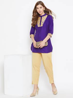 Purple embroidered silk tunics 4