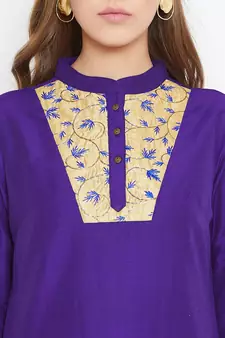 Purple embroidered silk tunics