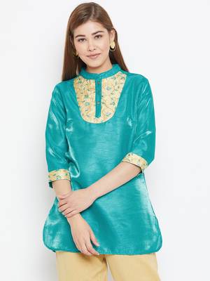 Green embroidered silk tunics 1