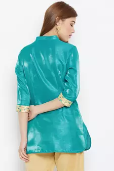 Green embroidered silk tunics