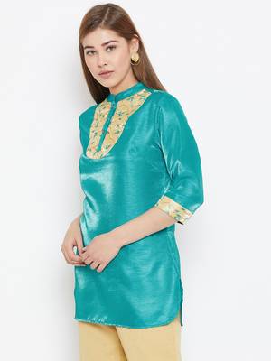 Green embroidered silk tunics 3