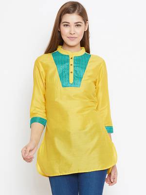 Yellow printed silk tunics 1