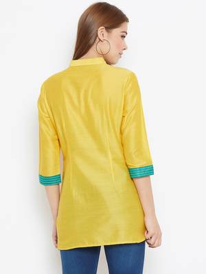Yellow printed silk tunics 2
