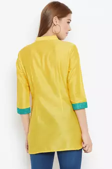 Yellow printed silk tunics