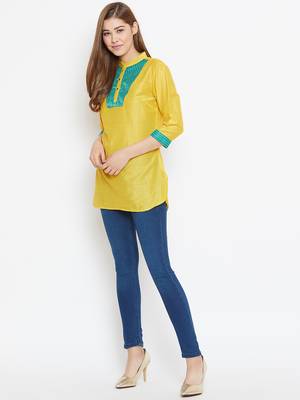 Yellow printed silk tunics 4