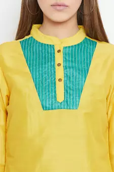 Yellow printed silk tunics