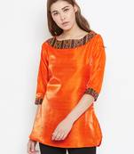 Orange embroidered silk tunics