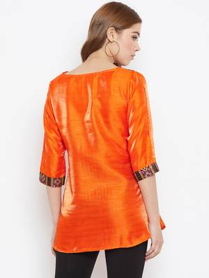 Orange embroidered silk tunics 2