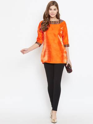 Orange embroidered silk tunics 4