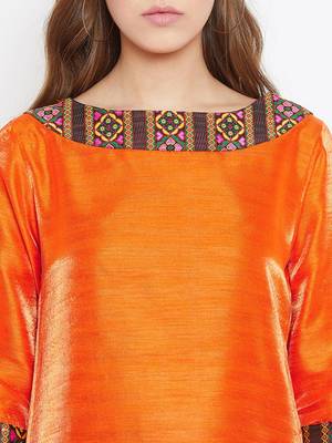 Orange embroidered silk tunics 5