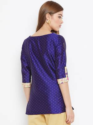 Navy-blue embroidered silk tunics 2