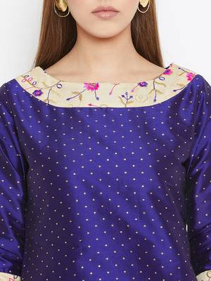 Navy-blue embroidered silk tunics 5