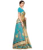 Beige Art Silk Printed Saree With Blouse For Women