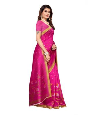 Black Art Silk Printed Saree With Blouse For Women 2