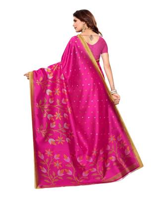 Black Art Silk Printed Saree With Blouse For Women 3