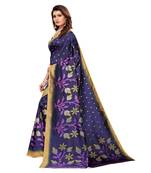 Blue Art Silk Printed Saree With Blouse For Women