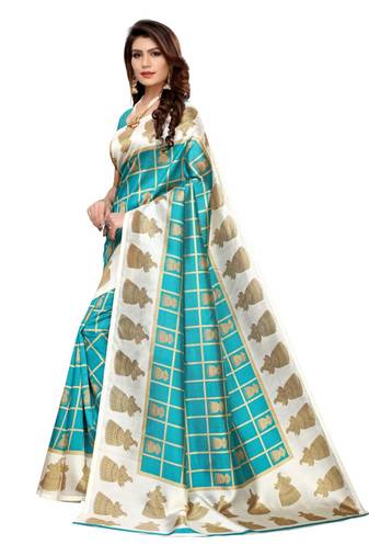 Pink Art Silk Printed Saree With Blouse For Women