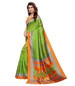 Green Art Silk Printed Saree With Blouse For Women
