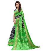 Blue Art Silk Printed Saree With Blouse For Women