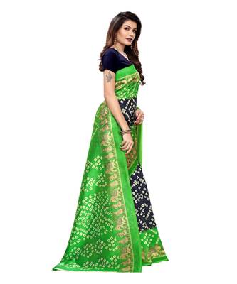 Blue Art Silk Printed Saree With Blouse For Women 2