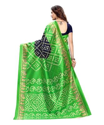 Blue Art Silk Printed Saree With Blouse For Women 3