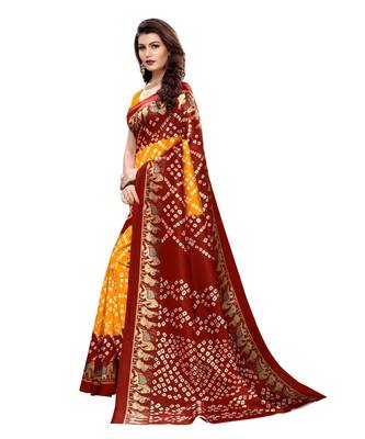 Red Art Silk Printed Saree With Blouse For Women 1