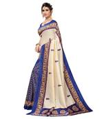 Cream Art Silk Printed Saree With Blouse For Women