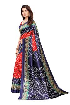 Red Art Silk Printed Saree With Blouse For Women