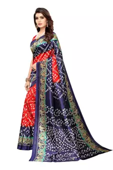 Red Art Silk Printed Saree With Blouse For Women