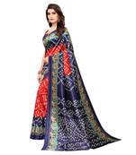 Red Art Silk Printed Saree With Blouse For Women