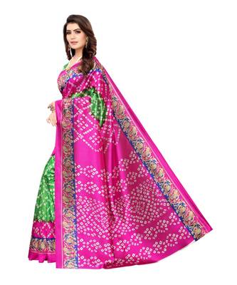 Green Art Silk Printed Saree With Blouse For Women 1