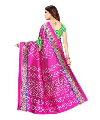 Green Art Silk Printed Saree With Blouse For Women 3